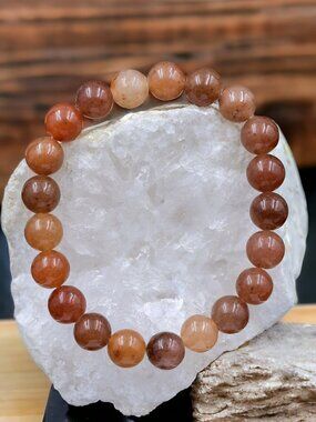 Red Aventurine Gemstone Stretch Bracelet | Handmade